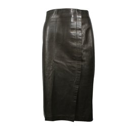 Jitrois-Leather skirt-Chocolate