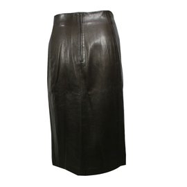 Jitrois-Falda de cuero-Chocolate