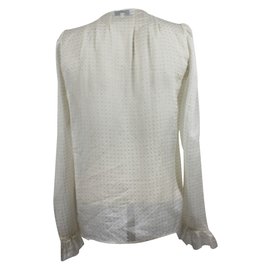 Paul & Joe-blusa de seda de bolinhas-Creme