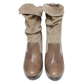 Botas Robert Clergerie Brisol Taupe Couro e Camurça Taupe