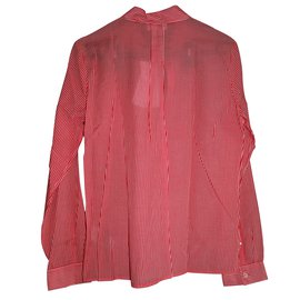 Lacoste-Chemise rayée cerise / blanc-Rouge