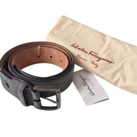 Salvatore Ferragamo-Nubuk belt-Grey