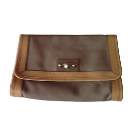 Chloé Clutch Tasche Leder Beige Beige