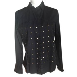 Autre Marque Camicia Mavi Nera con Borchie in Cotone Nero