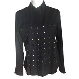 Autre Marque Camisa Mavi Negra con Tachuelas de Algodón Negro