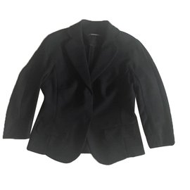 René Lezard Black Cinched Jacket Polyester Black