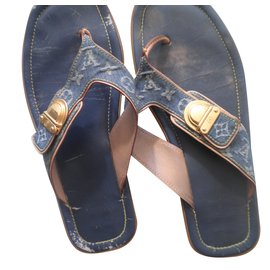 Louis Vuitton Mules Blue Cloth Size 36 Blue