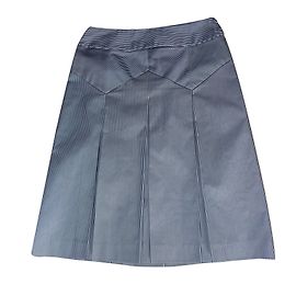 Saia midi Rodier ligeiramente plissada listras azul e branco Azul