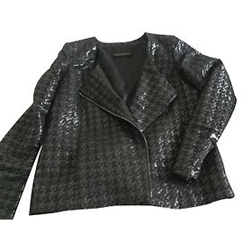 Marina Rinaldi Black Cotton Leather Style Jacket Black
