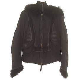 Sylvie Schimmel Biker-Jacke Schwarz mit Nerzfutter Schwarz