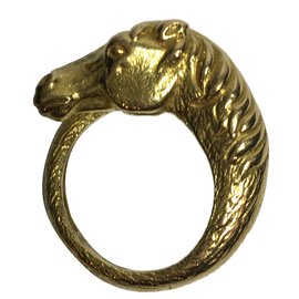 No Brand-anillo de caballo cabeza de oro-Dorado