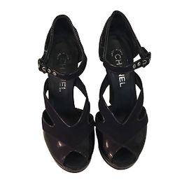 Chanel Blue Patent Leather Heels 37 Blue