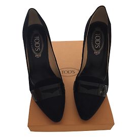 Tod's Black Deerskin Heels Size 37 Black