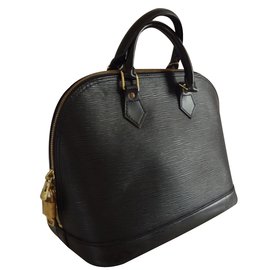 Louis Vuitton-ALMA cuir épi noir et porte monnaie assorti-Noir