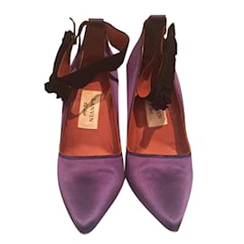 Lanvin-Satin and leather heels-Purple