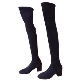 Valentino-Suede over-the-knee boots-Black