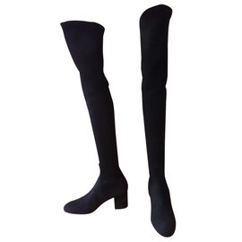 Valentino-Suede over-the-knee boots-Black