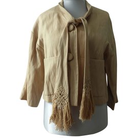 Manoush Beige Wool Oversized Jacket Beige