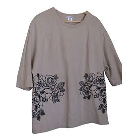 Carven Embroidered Cotton Top Eggshell L Eggshell