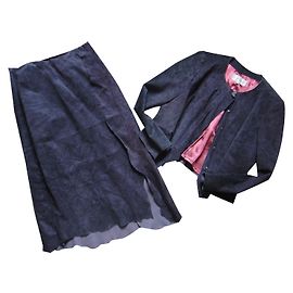 Conjunto de saia e casaco Armand Ventilo em camurça roxa Roxo