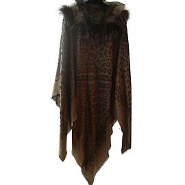 Roberto Cavalli poncho Estampado de leopardo