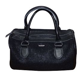 Bolsa bowling One step preta de tecido e couro Preto