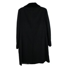 Ermenegildo Zegna-Mink collar Cashmere Coat-Black