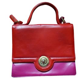 Bolsa de mão Georges Rech em couro vermelho e rosa Multicor