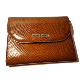 Pochette Christian Dior en peau de python caramel Caramel