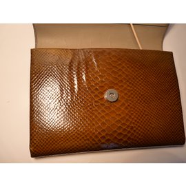 Christian Dior-snake skin purse-Caramel