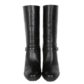 Tod's-Black leather heel boots-like new-Black