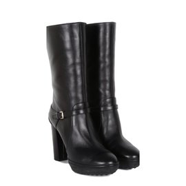 Tod's-Black leather heel boots-like new-Black