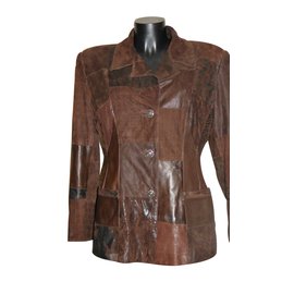 Roberto Cavalli Patchwork Lederjacke Braun