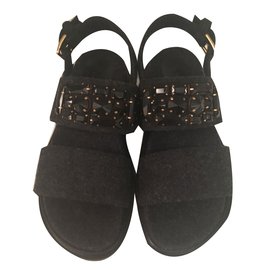 Marni Wool Sandals Dark Grey Dark grey