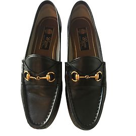 Gucci black leather loafers size 35 Black