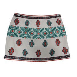 Zara Falda Blanco Verde Coral