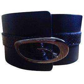Cinturón Wolford de cuero negro y estampado pitón Negro