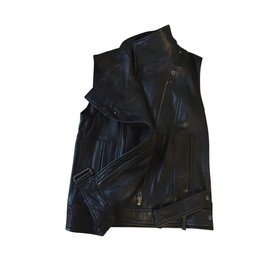 Helmut Lang-sleeveless leather vest-Black