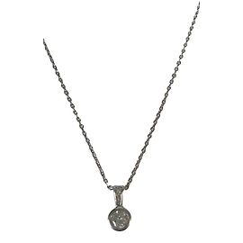 Autre Marque Pingente de Diamante e Corrente em Ouro Branco Prata