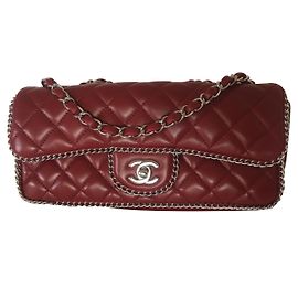 Chanel Timeless Chain Around Red Lamb Leather Handbag Red