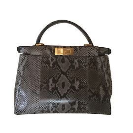 Sac à main Fendi Peekaboo Medium Python Noir Gris Noir Multicolore Gris