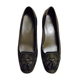Tod's Leather Flats Grey Size 38 Grey