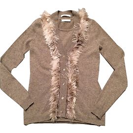 Autre Marque Twin-set Statement taupe en cachemire et plumes d'autruche Taupe