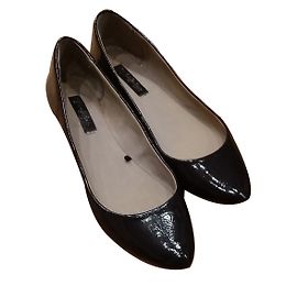 Zara Navy Blue Patent Leather Heels Size 40 Blue
