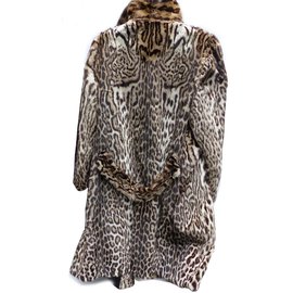 Autre Marque-Abrigo de piel-Estampado de leopardo
