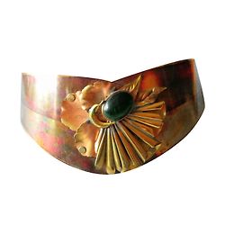 Autre Marque Gürtel Bronze Blattmuster mit grünem Stein Bronze