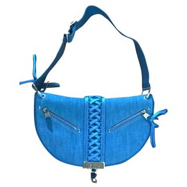 Dior-Hermosa bolsa de media luna-Azul