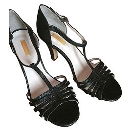 Autre Marque Bill Tornade Black Snake Effect Leather Pumps 8cm Heel Black