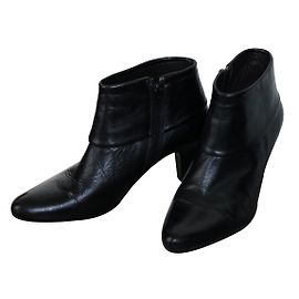 JB Martin Black Leather Ankle Boots Size 38 Black