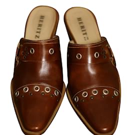 Autre Marque HERITZ Clogs Caramel Leather Caramel